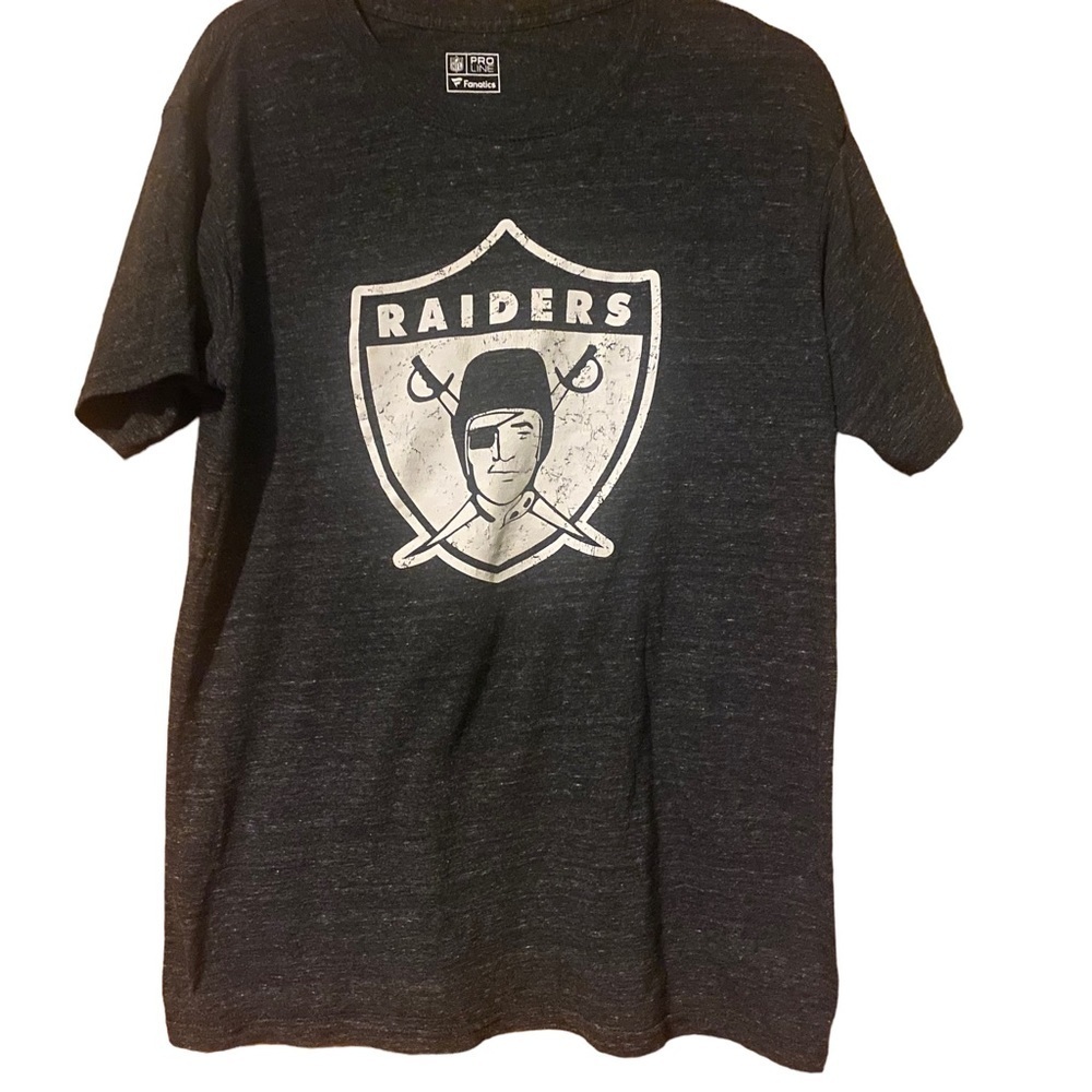 Men fanatics nfl Oakland raiders Las Vegas LA gray Tshirt Large L
